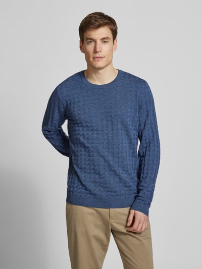 MAERZ Muenchen Strickpullover aus Schurwolle Jeansblau 4