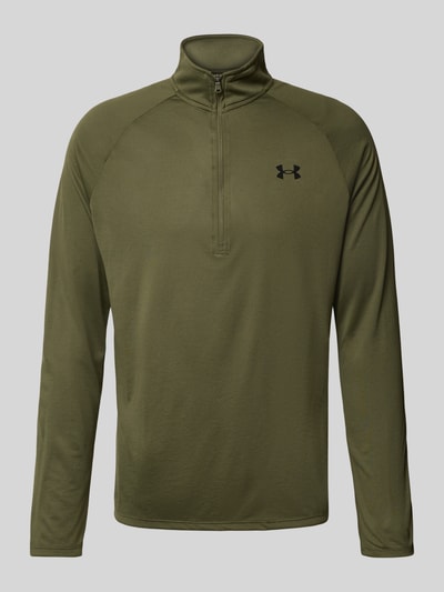 Under Armour Regular fit shirt met lange mouwen en ritssluiting, model 'Tech' Olijfgroen - 2