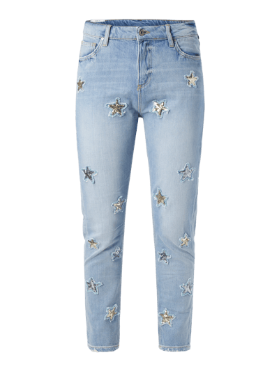 Zoe Karssen Stone Washed Slim Fit Jeans mit Stern-Aufnähern Jeansblau 1