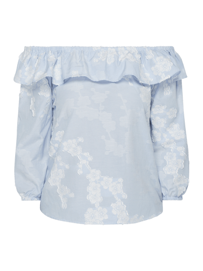 Rich & Royal Off Shoulder Blusenshirt mit Stickereien Hellblau 2