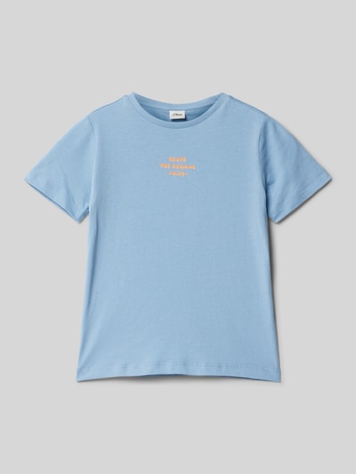 s.Oliver RED LABEL T-shirt o kroju regular fit z czystej bawełny Szaroniebieski 1
