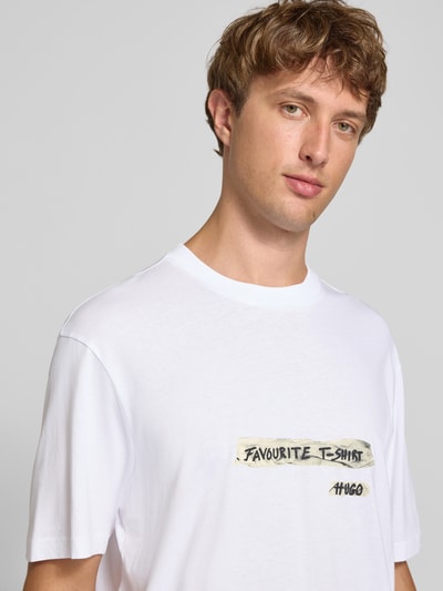 HUGO Blue t-shirt o kroju regular fit z czystej bawełny model 'Naxter' Biały 3