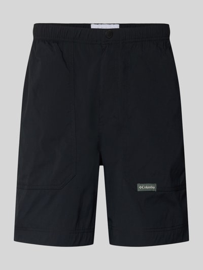 Produktfoto, schwarze Regular Fit Shorts mit Logo-Patch Modell 'Landroamer' von COLUMBIA, elastischer Bund, aufgesetzte Taschen, glatte Textur