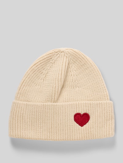 Kurt Beines Gebreide muts met motiefstitching, model 'Happy Heart' Beige - 1