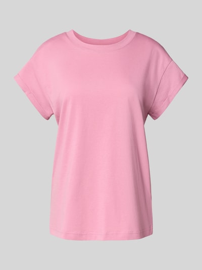 Jake*s Casual T-Shirt mit geripptem Rundhalsausschnitt Mauve 2