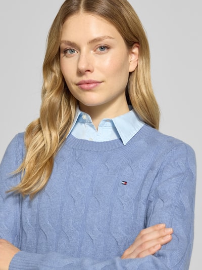 Tommy Hilfiger Regular Fit Strickpullover aus reiner Wolle Hellblau 3
