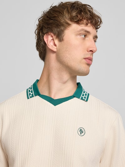REVIEW regular fit poloshirt met gestikt logo model 'Fancy' Ecru - 3