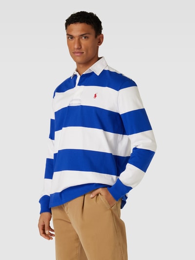 Polo Ralph Lauren Bluzka o kroju classic fit z długim rękawem i wzorem w paski Królewski niebieski 4