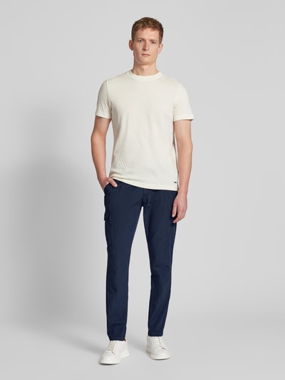 g1920 Tapered fit cargobroek met bandplooien, model 'TRAIANO' Marineblauw - 1