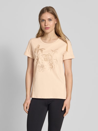 LIU JO SPORT T-Shirt mit geripptem Rundhalsausschnitt Sand 4