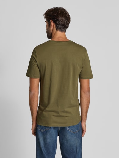 Lindbergh T-shirt met labelprint, model 'Copenhagen' Olijfgroen - 5