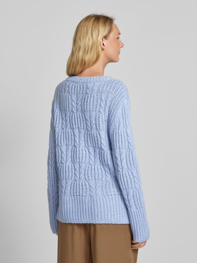 Tom Tailor Loose fit gebreide pullover met kabelpatroon en zijsplitten Lichtblauw - 5