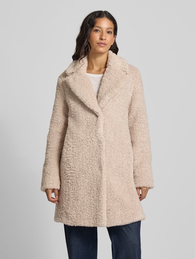 White Label Relaxe Fit Mantel aus Kunstfell mit Reverskragen Ecru 4