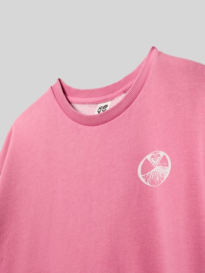 Roxy Sweatshirt met labelprint Felroze - 2