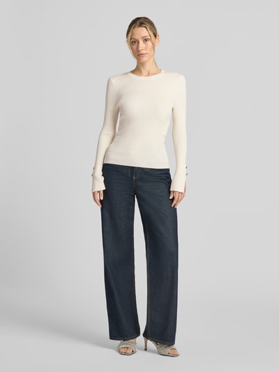 GUESS slim fit shirt met lange mouwen van viscosemix model 'Ellie' Ecru - 1
