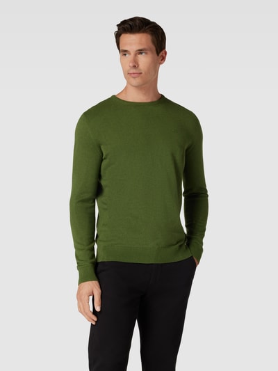 Tom Tailor Strickpullover mit Label-Stitching Modell 'BASIC' Grass 4