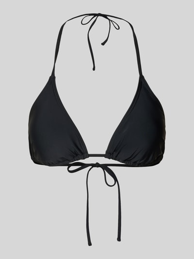 Produktfoto, Bikini-Oberteil mit rückseitiger Schnürung Modell 'BAOMI' von Pieces, Optik:Unifarben, Trägerform: Neckholder, ohne Bügel, Cup-Detail: gefüttert, herausnehmbar, Verschluss: Schnürverschluss, glatte Textur, schlichtes Design.
