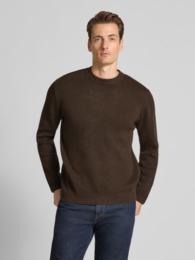 Jack & Jones Premium Strickpullover mit Rundhalsausschnitt Modell 'MILANO' Dunkelbraun 4