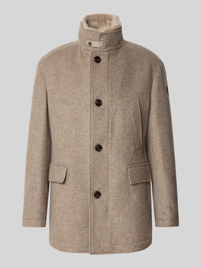 Productfoto, Regular fit lange jas van wolmix model 'Gary' van JOOP! collectie, Heren functionele lange jas in beige tinten met zichtbare knopen