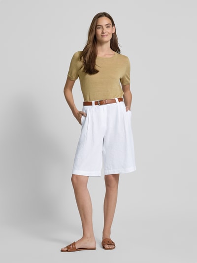 Christian Berg Woman Loose Fit Bermudas aus reinem Leinen Weiss 1