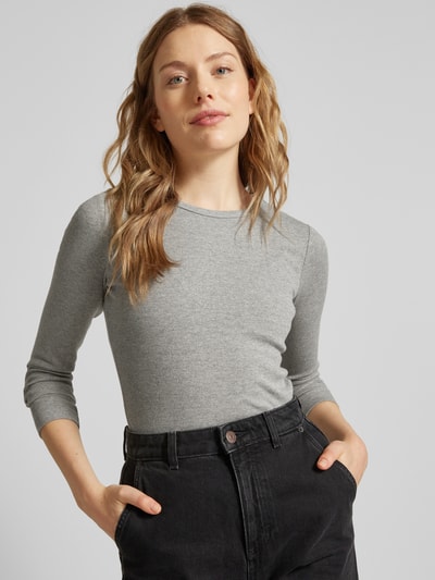 Vero Moda Regular Fit Langarmshirt aus Baumwoll-Mix mit Effektgarn Modell 'CHLOE' Hellgrau Melange 3