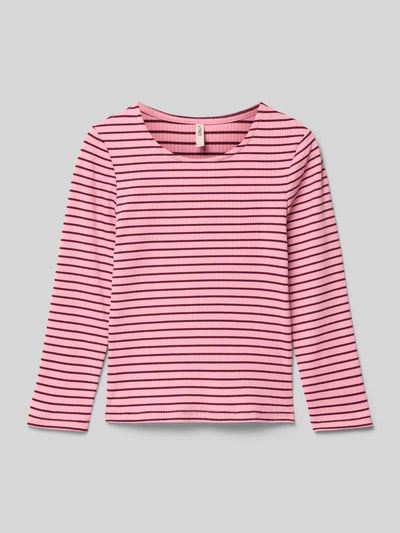 Only Regular fit shirt met lange mouwen in riblook, model 'MAUDE' Felroze - 1