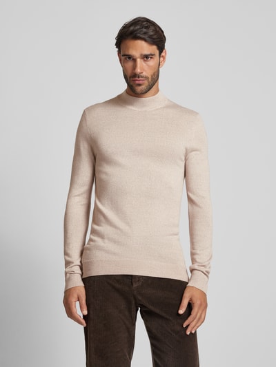 Christian Berg Men Gebreide pullover met turtleneck Zand gemêleerd - 4