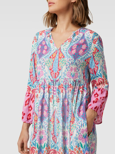 Yippie Hippie Midi-jurk van viscose met all-over motief Felroze - 3