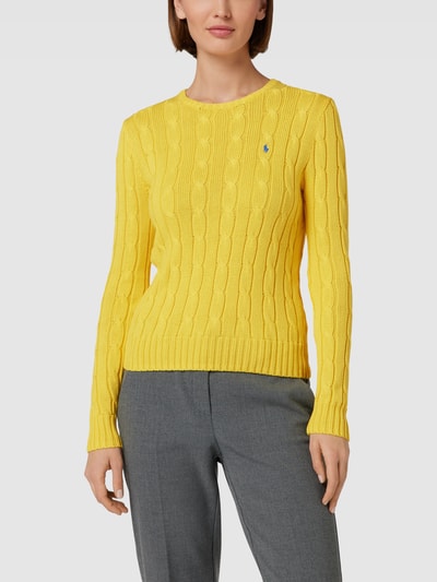 Polo Ralph Lauren Gebreide pullover met logostitching, model 'JULIANNA' Geel - 4
