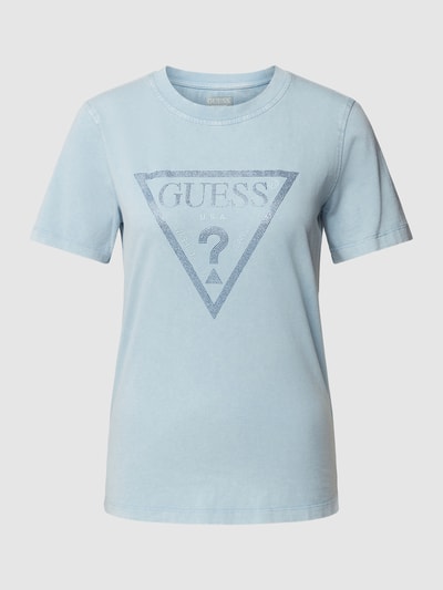 Guess T-shirt met siersteentjes Lichtblauw - 2