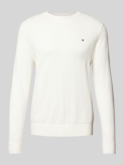 Tommy Hilfiger Strickpullover mit Logo-Stitching Modell 'PIMA' Offwhite 2