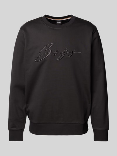 BOSS Sweatshirt mit Label-Stitching Modell 'Soleri' Black 2