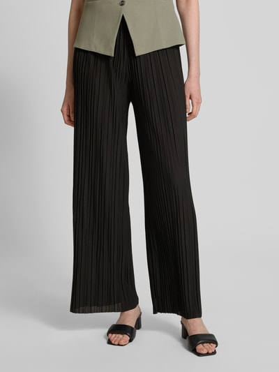 ZABAIONE Spodnie materiałowe z prostą nogawką z plisami model ‘Vi44va’ Czarny 4