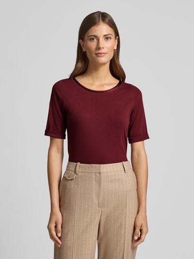 Marc Cain Regular fit T-shirt van katoenmix met 1/2-mouwen Bordeaux - 4