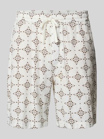 Produktfoto, Relaxed Fit Stoffshorts aus einer Baumwolle van s.Oliver RED LABEL, crème met bruin patroon, zachte textuur