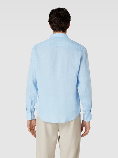 Casual Friday Leinenhemd mit Button-Down-Kragen Hellblau 5