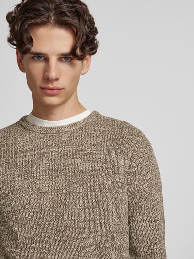 Jack & Jones Gebreide pullover met ronde hals, model 'LEWIS' Beige gemêleerd - 3