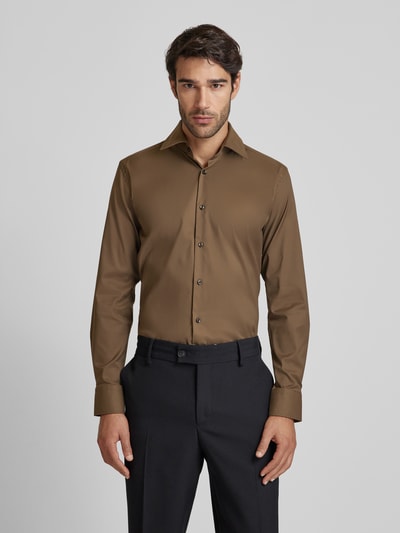 BOSS Slim Fit Business-Hemd mit Kentkragen Modell 'Hank' Taupe 4