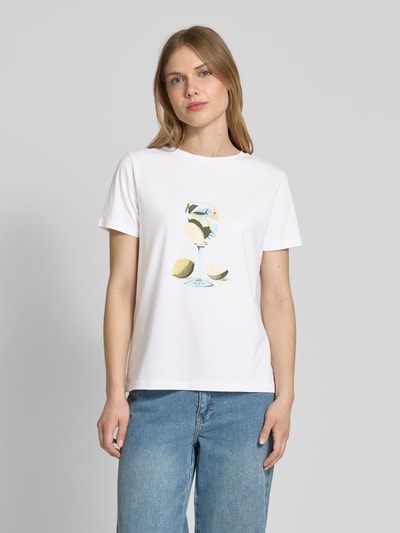 comma T-shirt z nadrukowanym motywem Złamany biały 4