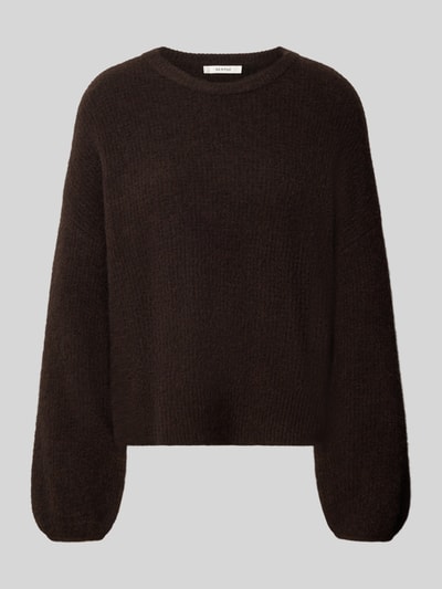 Produktfoto, Relaxed Fit Pullover aus Woll-Alpaka-Mix Modell 'Alpha' von Gestuz, braun, Strick-Optik, elastisches Material, Damen Pullover
