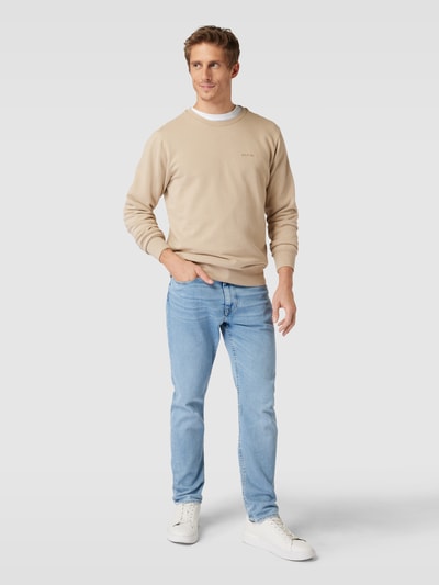 Mazine Sweatshirt met labelstitching, model 'Burwoord' Beige - 1