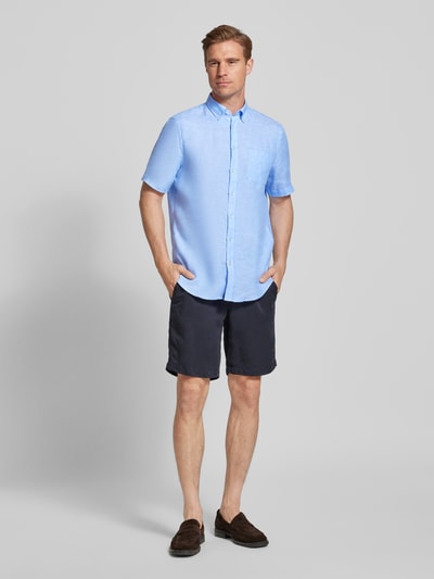 Christian Berg Men Regular Fit Freizeithemd aus reinem Leinen Bleu 1