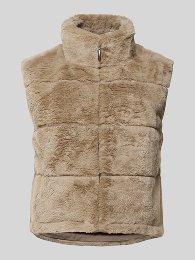 Only Kort gilet met opstaande kraag, model 'VIDA' Hazelnoot - 2