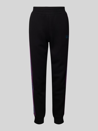 EA7 Emporio Armani Tapered Fit Sweatpants mit Label-Streifen Black 2