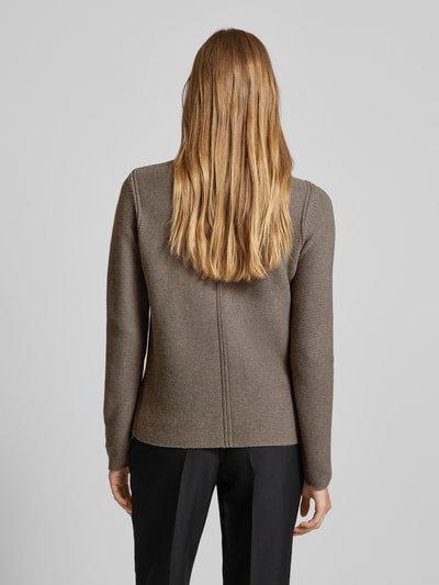 Oui Gebreide pullover met opstaande kraag Taupe - 5