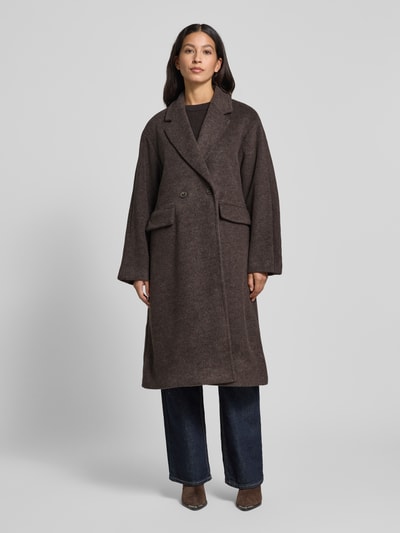 VERO MODA Płaszcz o kroju regular fit z kołnierzem z połami model ‘LELEA’ Czekoladowy 4