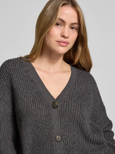 Vero Moda Loose fit gebreid jack met sierknopen, model 'LEA' Antraciet - 3