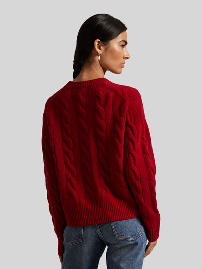 Polo Ralph Lauren Kaschmirpullover mit Zopfmuster Dunkelrot Melange 5