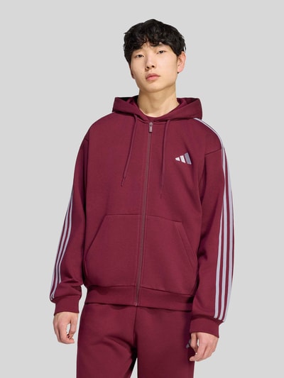 adidas Sportswear Regular Fit Kapuzenjacke aus Baumwoll-Mix mit 3-Streifen-Design Dunkelrot 4
