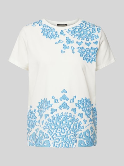 comma T-Shirt mit Motiv- und Statement-Print Bleu 2